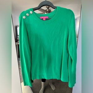 Lilly Pulitzer Green Cashmere Sweater With Gems